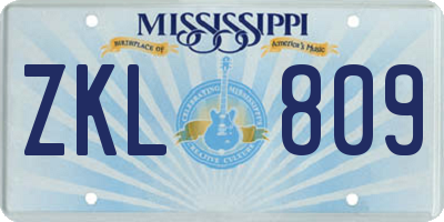 MS license plate ZKL809