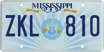 MS license plate ZKL810