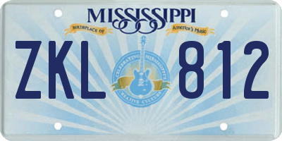MS license plate ZKL812