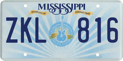 MS license plate ZKL816