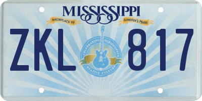 MS license plate ZKL817