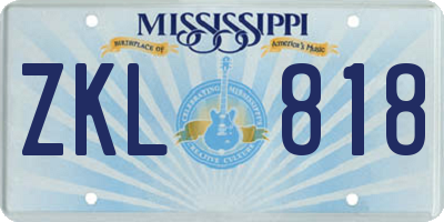 MS license plate ZKL818