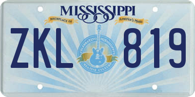 MS license plate ZKL819