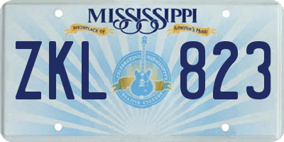 MS license plate ZKL823