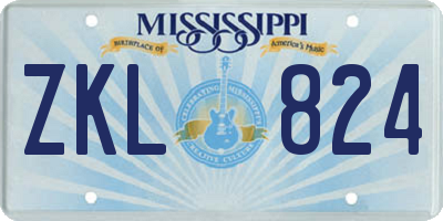 MS license plate ZKL824