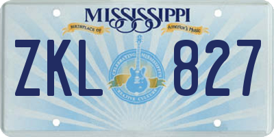 MS license plate ZKL827