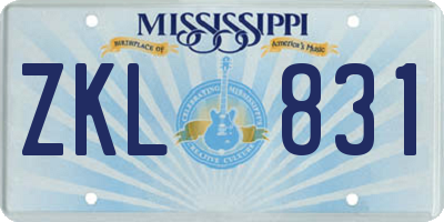 MS license plate ZKL831