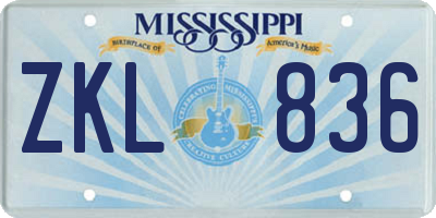 MS license plate ZKL836