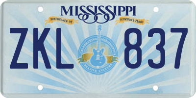 MS license plate ZKL837