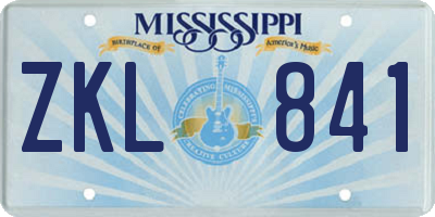 MS license plate ZKL841