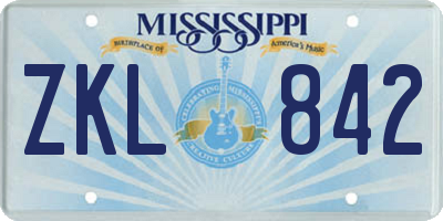 MS license plate ZKL842