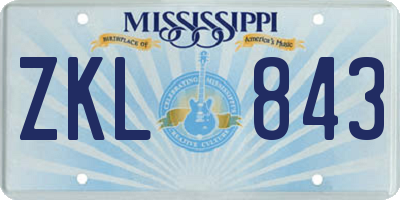 MS license plate ZKL843