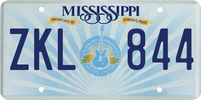 MS license plate ZKL844