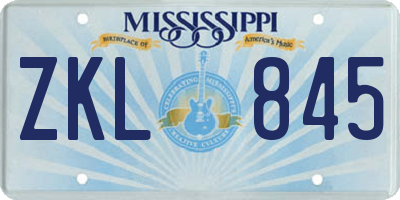 MS license plate ZKL845
