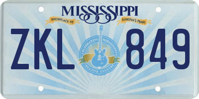 MS license plate ZKL849