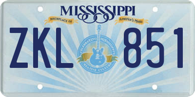MS license plate ZKL851