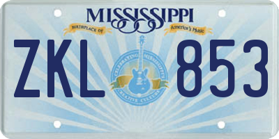 MS license plate ZKL853