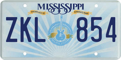 MS license plate ZKL854