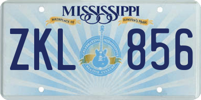 MS license plate ZKL856