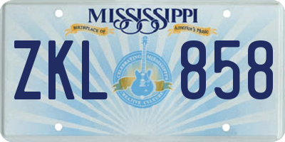 MS license plate ZKL858