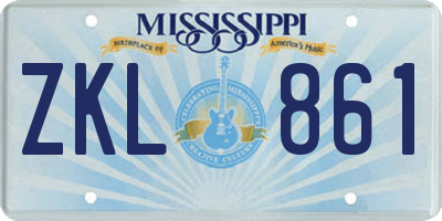MS license plate ZKL861
