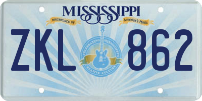 MS license plate ZKL862