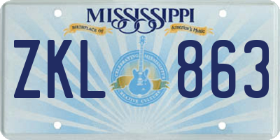 MS license plate ZKL863