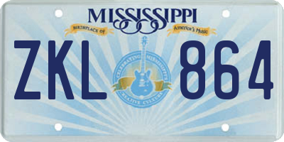 MS license plate ZKL864