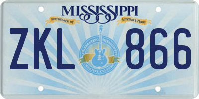 MS license plate ZKL866