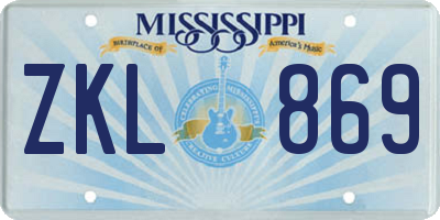 MS license plate ZKL869