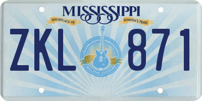 MS license plate ZKL871