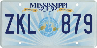 MS license plate ZKL879