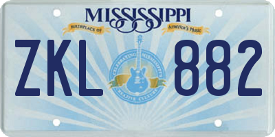 MS license plate ZKL882