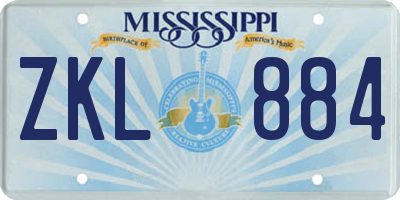 MS license plate ZKL884