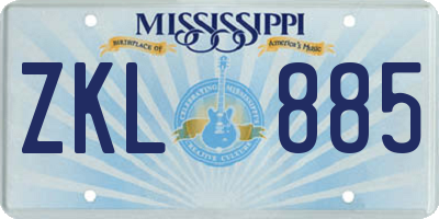 MS license plate ZKL885