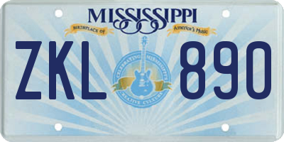 MS license plate ZKL890