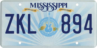 MS license plate ZKL894