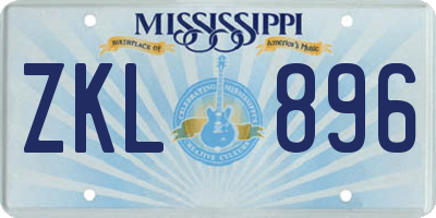 MS license plate ZKL896