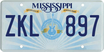 MS license plate ZKL897