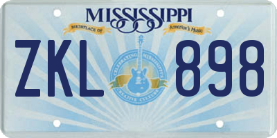 MS license plate ZKL898