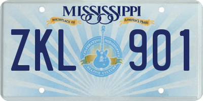 MS license plate ZKL901