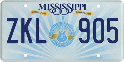 MS license plate ZKL905