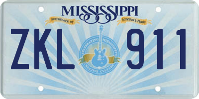MS license plate ZKL911