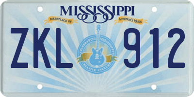 MS license plate ZKL912