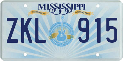 MS license plate ZKL915