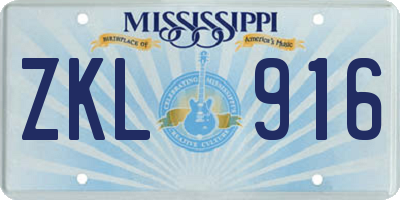MS license plate ZKL916