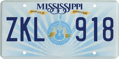 MS license plate ZKL918