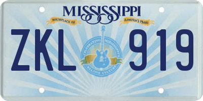 MS license plate ZKL919