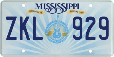 MS license plate ZKL929