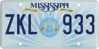MS license plate ZKL933